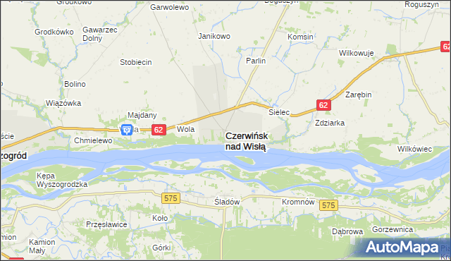 mapa Czerwińsk nad Wisłą, Czerwińsk nad Wisłą na mapie Targeo
