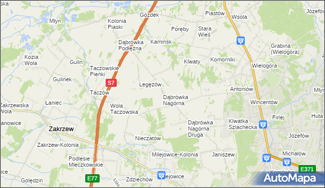 mapa Dąbrówka Nagórna, Dąbrówka Nagórna na mapie Targeo