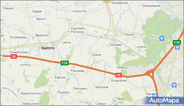 mapa Dobre gmina Będzino, Dobre gmina Będzino na mapie Targeo