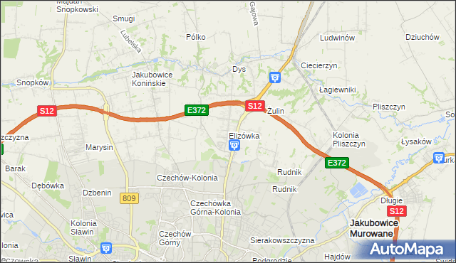 mapa Elizówka gmina Niemce, Elizówka gmina Niemce na mapie Targeo
