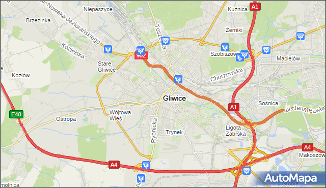 mapa Gliwic, Gliwice na mapie Targeo
