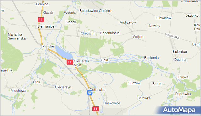 mapa Gola gmina Bolesławiec, Gola gmina Bolesławiec na mapie Targeo