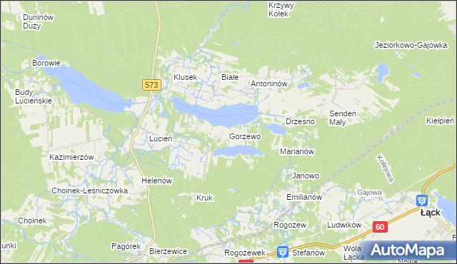 mapa Gorzewo gmina Gostynin, Gorzewo gmina Gostynin na mapie Targeo