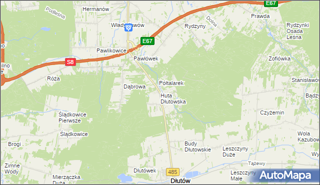 mapa Huta Dłutowska, Huta Dłutowska na mapie Targeo