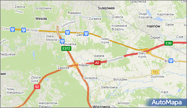 mapa Izabela gmina Wiązowna, Izabela gmina Wiązowna na mapie Targeo