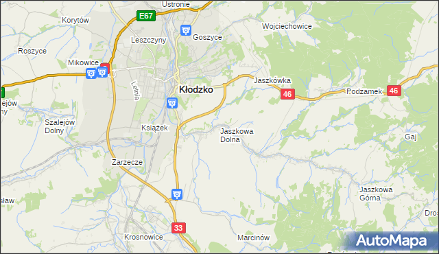mapa Jaszkowa Dolna, Jaszkowa Dolna na mapie Targeo