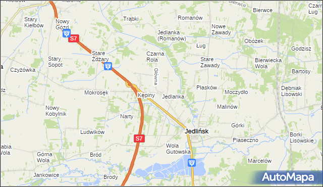mapa Jedlanka gmina Jedlińsk, Jedlanka gmina Jedlińsk na mapie Targeo
