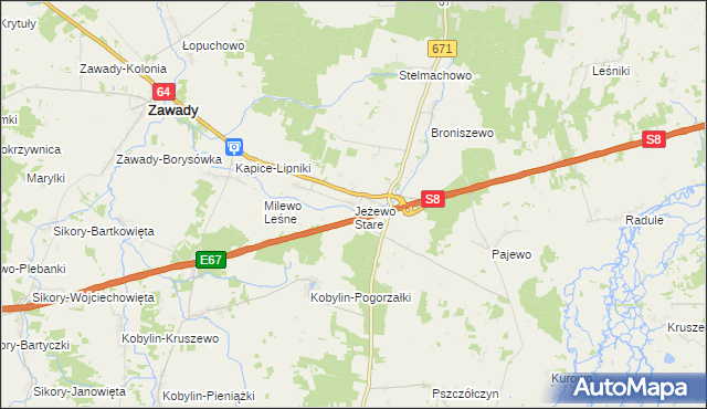 mapa Jeżewo Stare, Jeżewo Stare na mapie Targeo