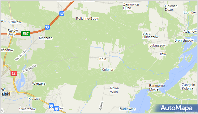 mapa Koło gmina Sulejów, Koło gmina Sulejów na mapie Targeo