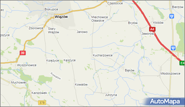 mapa Kucharzowice, Kucharzowice na mapie Targeo