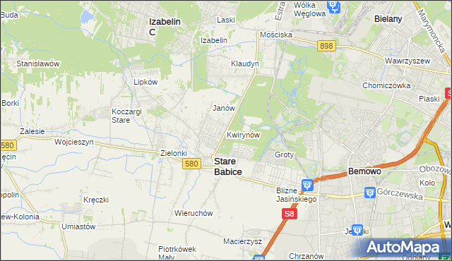 mapa Kwirynów gmina Stare Babice, Kwirynów gmina Stare Babice na mapie Targeo