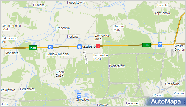 mapa Lachówka Duża, Lachówka Duża na mapie Targeo