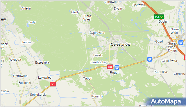 mapa Lasek gmina Celestynów, Lasek gmina Celestynów na mapie Targeo
