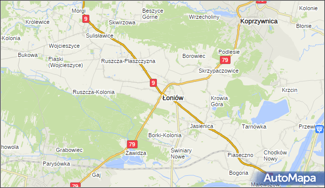 mapa Łoniów, Łoniów na mapie Targeo