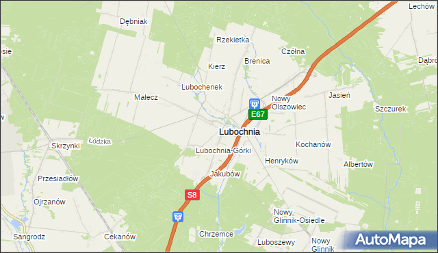 mapa Lubochnia powiat tomaszowski, Lubochnia powiat tomaszowski na mapie Targeo