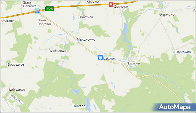 mapa Malczkowo, Malczkowo na mapie Targeo
