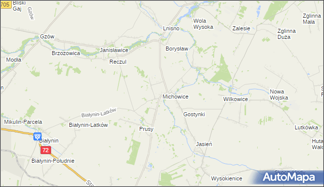 mapa Michowice gmina Głuchów, Michowice gmina Głuchów na mapie Targeo
