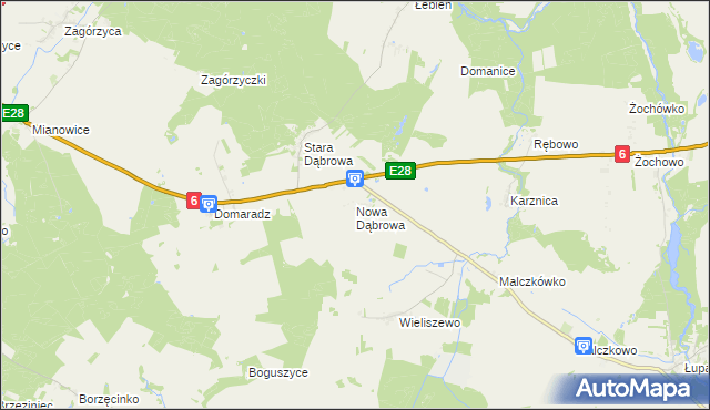 mapa Nowa Dąbrowa gmina Potęgowo, Nowa Dąbrowa gmina Potęgowo na mapie Targeo