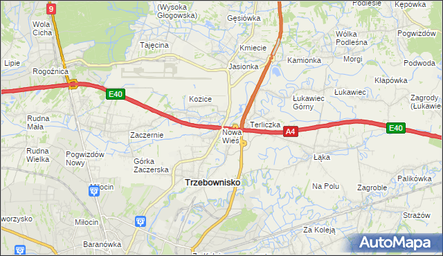 mapa Nowa Wieś gmina Trzebownisko, Nowa Wieś gmina Trzebownisko na mapie Targeo