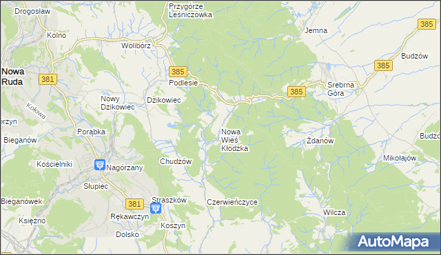 mapa Nowa Wieś Kłodzka, Nowa Wieś Kłodzka na mapie Targeo