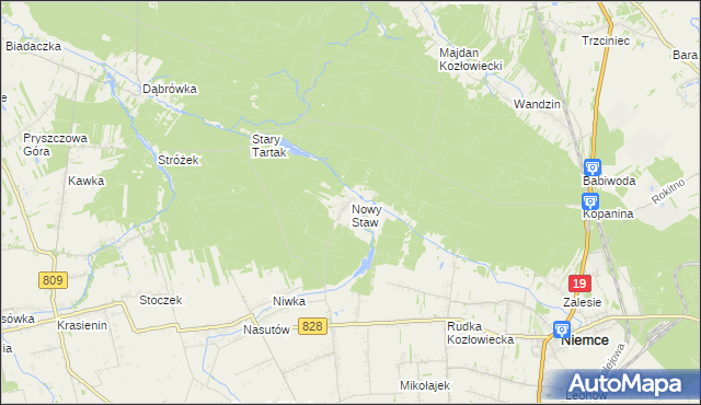 mapa Nowy Staw gmina Niemce, Nowy Staw gmina Niemce na mapie Targeo