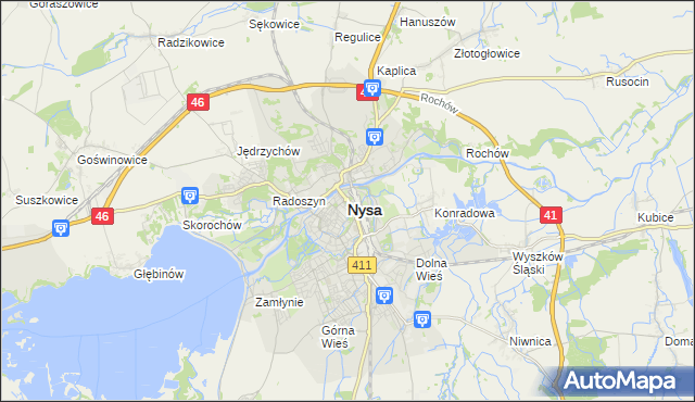 mapa Nysy, Nysa na mapie Targeo