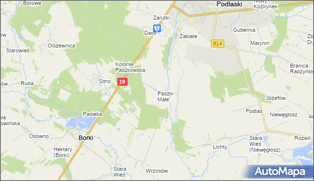 mapa Paszki Małe, Paszki Małe na mapie Targeo