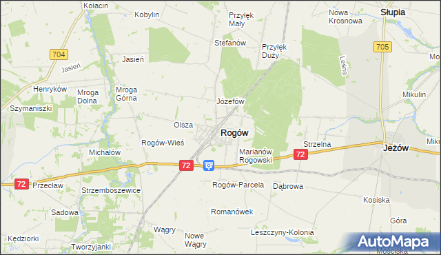 mapa Rogów powiat brzeziński, Rogów powiat brzeziński na mapie Targeo