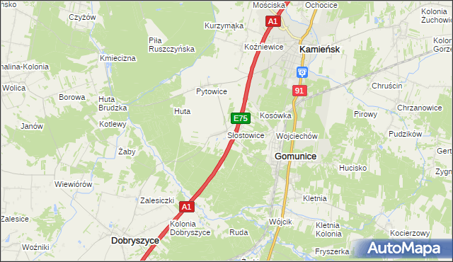 mapa Słostowice, Słostowice na mapie Targeo
