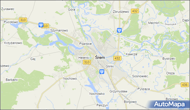 mapa Śrem, Śrem na mapie Targeo