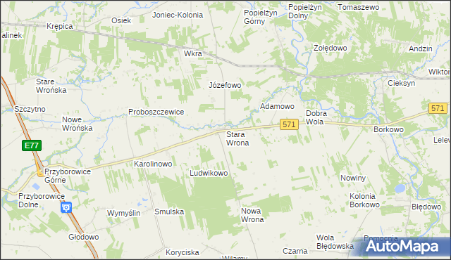 mapa Stara Wrona, Stara Wrona na mapie Targeo