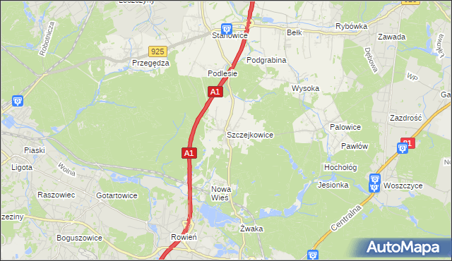 mapa Szczejkowice, Szczejkowice na mapie Targeo