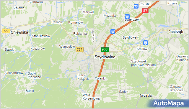 mapa Szydłowiec, Szydłowiec na mapie Targeo