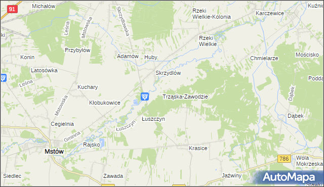 mapa Trząska-Zawodzie, Trząska-Zawodzie na mapie Targeo