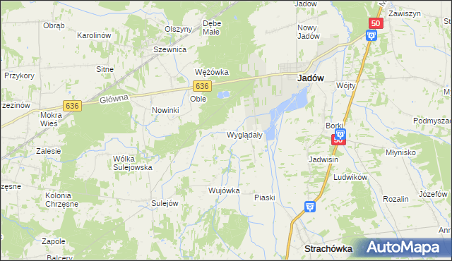 mapa Wyglądały gmina Jadów, Wyglądały gmina Jadów na mapie Targeo