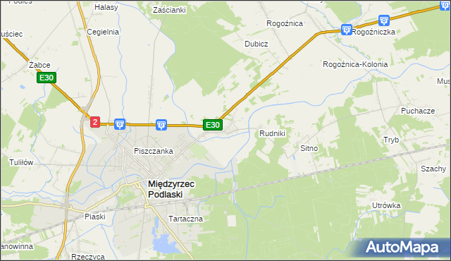 mapa Wysokie gmina Międzyrzec Podlaski, Wysokie gmina Międzyrzec Podlaski na mapie Targeo