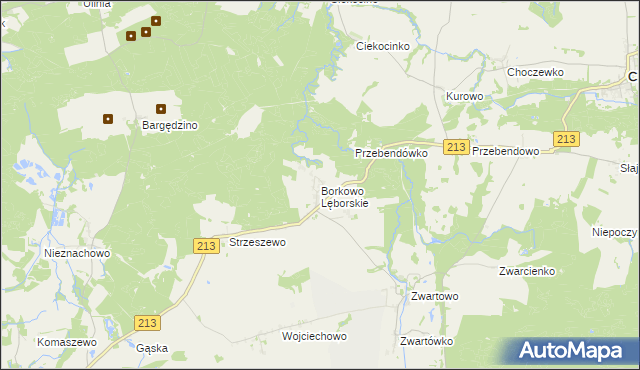 mapa Borkowo Lęborskie, Borkowo Lęborskie na mapie Targeo