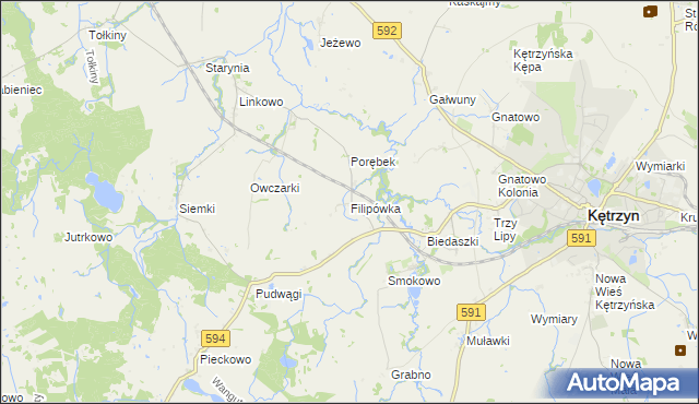 mapa Filipówka gmina Kętrzyn, Filipówka gmina Kętrzyn na mapie Targeo