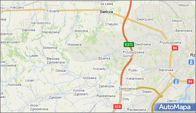 mapa Bzianka gmina Świlcza, Bzianka gmina Świlcza na mapie Targeo