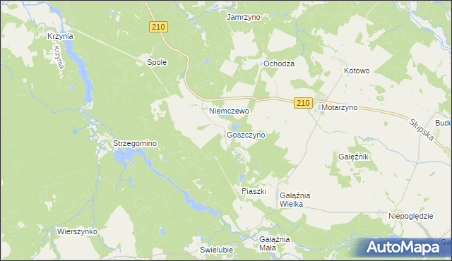 mapa Goszczyno gmina Dębnica Kaszubska, Goszczyno gmina Dębnica Kaszubska na mapie Targeo