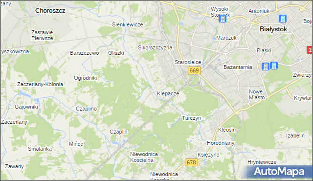 mapa Klepacze gmina Choroszcz, Klepacze gmina Choroszcz na mapie Targeo