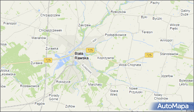 mapa Koprzywna, Koprzywna na mapie Targeo