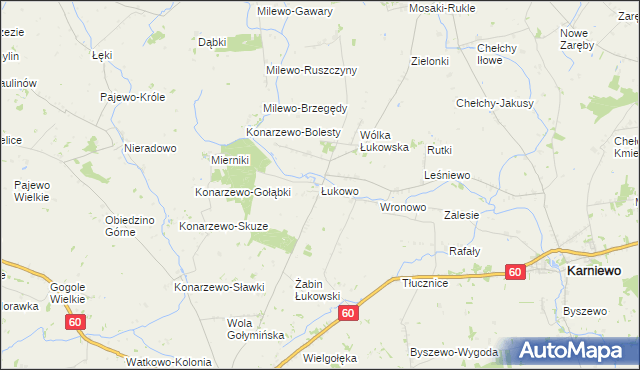 mapa Łukowo gmina Karniewo, Łukowo gmina Karniewo na mapie Targeo