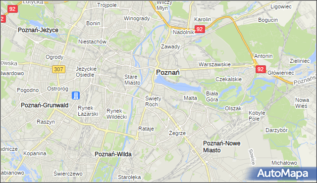 mapa Miasteczko gmina Poznań, Miasteczko gmina Poznań na mapie Targeo