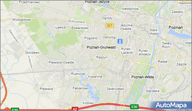 mapa Raszyn gmina Poznań, Raszyn gmina Poznań na mapie Targeo