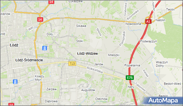 mapa Widzew, Widzew na mapie Targeo
