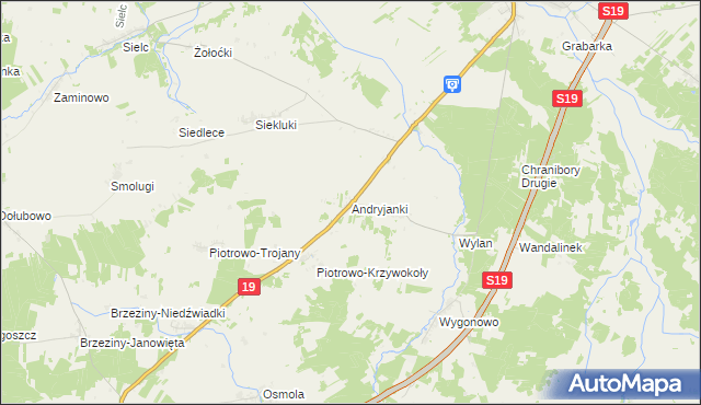 mapa Andryjanki, Andryjanki na mapie Targeo