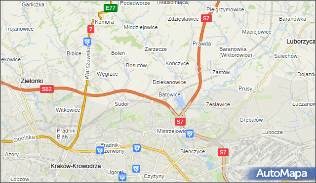 mapa Batowice, Batowice na mapie Targeo