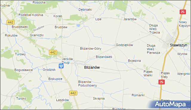 mapa Blizanówek, Blizanówek na mapie Targeo
