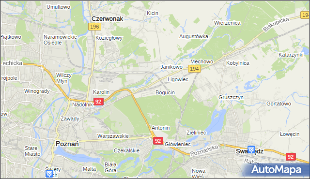 mapa Bogucin gmina Swarzędz, Bogucin gmina Swarzędz na mapie Targeo